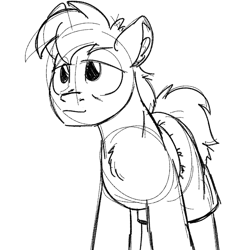 Size: 700x700 | Tagged: safe, artist:goat train, big macintosh, earth pony, pony, clothes, male, missing accessory, monochrome, shorts, sketch, solo, stallion