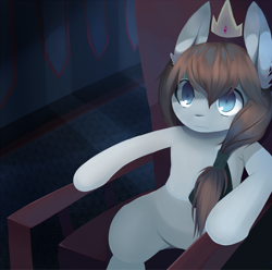 Size: 900x892 | Tagged: safe, artist:pekou, derpibooru import, oc, oc only, oc:raipony, crown, throne