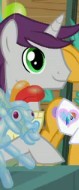 Size: 79x190 | Tagged: safe, derpibooru import, screencap, mare do well, snails, written script, pony, unicorn, the mysterious mare do well, background pony, balloon, balloon rainbow dash, cropped