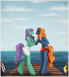 Size: 650x725 | Tagged: safe, artist:cosmicunicorn, derpibooru import, barnacle, salty (g1), anthro, g1, gay, male, shipping