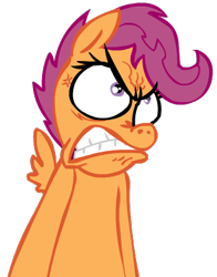 Size: 314x400 | Tagged: safe, artist:brutamod, derpibooru import, scootaloo, angry, brutaloo, scootaloo is not amused