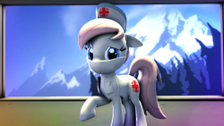 Size: 1024x576 | Tagged: safe, artist:thedurkaart, nurse redheart, 3d, raised hoof, solo, source filmmaker, surgical mask