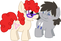 Size: 733x492 | Tagged: safe, artist:starryoak, derpibooru import, truffle shuffle, twist, earth pony, pony, female, glasses, male, shipping, simple background, straight, transparent background, truffletwist