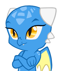 Size: 450x531 | Tagged: safe, artist:queencold, derpibooru import, oc, oc only, oc:slither, dragon, baby dragon, crossed arms, dragon oc, dragoness, female, simple background, solo, transparent background