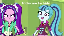 Size: 1020x579 | Tagged: safe, aria blaze, sonata dusk, equestria girls, rainbow rocks, dragonball z abridged, image macro, meme