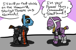 Size: 900x600 | Tagged: safe, derpibooru import, armor, ask abrasive tali, commander shepard, mass effect, n7, n7 armor, ponified, tali'zorah vas normandy, toy, tumblr