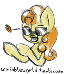 Size: 600x700 | Tagged: safe, artist:scribbles, derpibooru import, carrot top, golden harvest, 30 minute art challenge, sunglasses, the fonz