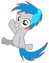 Size: 4185x5375 | Tagged: safe, artist:iskyart, derpibooru import, oc, oc only, oc:the living tombstone, absurd resolution, colt, filly, headphones, jumping, male, simple background, transparent background, vector