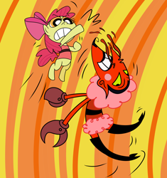 Size: 1280x1360 | Tagged: safe, artist:corwin, derpibooru import, apple bloom, blood, crossover, him, parody, the powerpuff girls