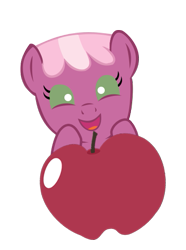 Size: 387x519 | Tagged: safe, artist:doctorxfizzle, derpibooru import, cheerilee, pony, apple, baby, baby pony