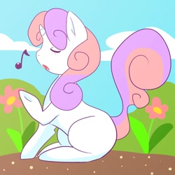 Size: 1000x1000 | Tagged: safe, artist:softfoxy, derpibooru import, sweetie belle, singing, solo