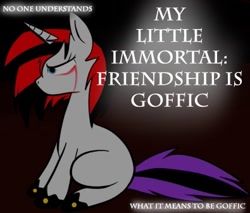 Size: 395x337 | Tagged: artist needed, safe, derpibooru import, oc, oc:ebony dark'ness dementia raven way, fanfic, goffik, my immortal, ponified