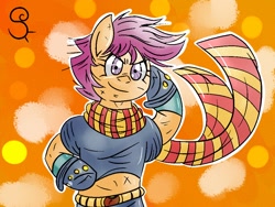 Size: 1024x768 | Tagged: safe, artist:shinkuma, derpibooru import, scootaloo, jojo's bizarre adventure, joseph joestar