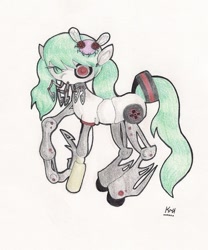 Size: 500x601 | Tagged: safe, derpibooru import, earth pony, parasprite, pony, body horror, calcium miku, fanloid, female, hatsune miku, looking at you, mare, ponified, simple background, solo, vocaloid, white background