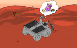 Size: 1423x898 | Tagged: safe, artist:fluffsplosion, derpibooru import, cyborg, fluffy pony, mars rover, spaghetti