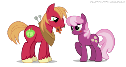 Size: 750x400 | Tagged: safe, artist:mixermike622, derpibooru import, big macintosh, cheerilee, earth pony, pony, blushing, cheerimac, flower, male, shipping, stallion, straight