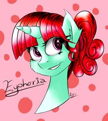 Size: 500x562 | Tagged: safe, artist:drizziedoodles, oc, oc only, oc:euphoria, bust, portrait, solo