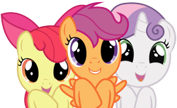 Size: 2000x1227 | Tagged: safe, artist:disicut, derpibooru import, apple bloom, scootaloo, sweetie belle, cutie mark crusaders, looking at you, puppy dog eyes, simple background, transparent background, vector