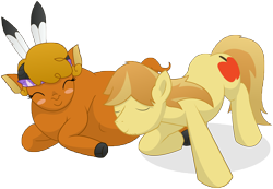 Size: 15000x10350 | Tagged: safe, artist:xniclord789x, derpibooru import, braeburn, little strongheart, absurd resolution, blushing, braeheart, female, kicking, male, pregnant, shipping, simple background, straight, transparent background, wat