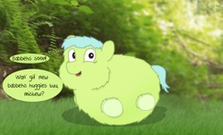 Size: 1736x1047 | Tagged: safe, artist:gowdie, derpibooru import, fluffy pony, dam, feral fluffy pony, pregnant