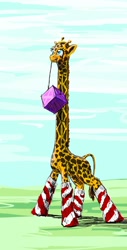 Size: 696x1368 | Tagged: safe, derpibooru import, giraffe, clothes, crane, ponified, socks, solo, wat