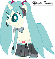 Size: 348x372 | Tagged: safe, artist:nicole-tupas, derpibooru import, hatsune miku, ponified, vocaloid