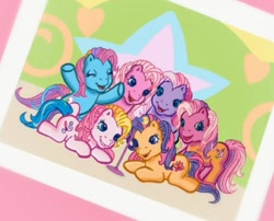 Size: 766x620 | Tagged: safe, derpibooru import, cheerilee (g3), pinkie pie (g3), rainbow dash (g3), scootaloo (g3), starsong, toola roola, g3, g3.5, animation error, coloring error, core seven, error, meet the ponies