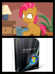 Size: 651x876 | Tagged: safe, derpibooru import, babs seed, bad gift meme, exploitable meme, meme, windows, windows vista