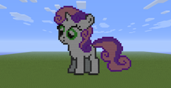 Size: 1366x706 | Tagged: safe, artist:darkflaretj, derpibooru import, sweetie belle, pony, unicorn, /mlp/, female, filly, game screencap, minecraft, minecraft pixel art, pixel art