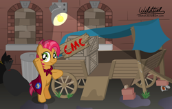 Size: 3800x2400 | Tagged: safe, artist:wildtiel, derpibooru import, babs seed, cmc manehatten, cutie mark crusaders, fort