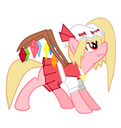 Size: 539x568 | Tagged: safe, artist:epicandstillclumsy, derpibooru import, bat pony, vampire, female, filly, flandre scarlet, ponified, touhou