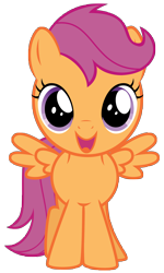 Size: 4906x8192 | Tagged: safe, artist:thatguy1945, derpibooru import, part of a set, scootaloo, just for sidekicks, absurd resolution, cute, cutealoo, cutie mark crusaders, looking at you, simple background, spread wings, transparent background, vector