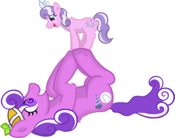 Size: 1280x1015 | Tagged: safe, artist:zeldacourage, derpibooru import, diamond tiara, screwball, female, mother, mother and child, mother and daughter, parent and child