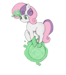 Size: 1397x1595 | Tagged: safe, artist:bombergranatepop, derpibooru import, sweetie belle, pony, unicorn, ball, female, filly, solo