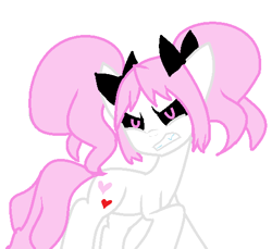 Size: 507x464 | Tagged: safe, artist:poetryunite, derpibooru import, angry, black sclera, pink hair, ponified, shiki, shimizu megumi