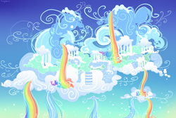 Size: 1280x859 | Tagged: safe, artist:twigileia, derpibooru import, background, cloudsdale, no pony, scenery