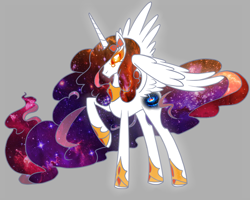 Size: 900x720 | Tagged: safe, artist:celestialess, derpibooru import, oc, oc only, alicorn, pony, alicorn oc, bow, galaxy, galaxy mane, glowing eyes, quasar sunder, ribbon