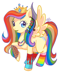 Size: 400x457 | Tagged: safe, artist:angelnablackrobe, derpibooru import, oc, oc only, oc:joolie pop, pegasus, pony, crown