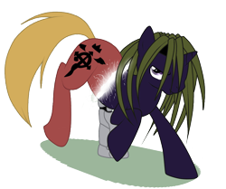 Size: 2110x1764 | Tagged: safe, artist:turrkoise, derpibooru import, pony, unicorn, envy the jealous, fake cutie mark, fullmetal alchemist, glare, looking at you, male, narrowed eyes, ponified, raised hoof, shapeshifting, solo, stallion