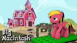 Size: 640x360 | Tagged: safe, derpibooru import, big macintosh, barn, english, farm, lego, male, sweet apple acres, text, well