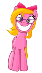 Size: 141x243 | Tagged: safe, artist:drake-ryu, derpibooru import, oc, oc only, oc:cynical pink, earth pony, pony, present, smiling, solo