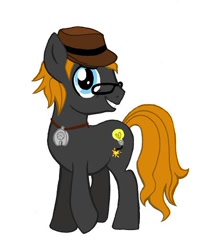 Size: 456x525 | Tagged: safe, artist:peachpalette, derpibooru import, oc, oc only, oc:epiphany bomb, earth pony, pony, hat, male, necklace, present, solo, stallion, trilby