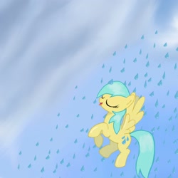 Size: 2048x2048 | Tagged: safe, artist:thelittlebirdy, derpibooru import, sunshower raindrops, rain, solo, tongue out