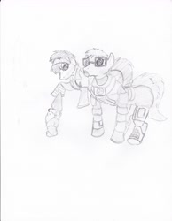 Size: 2552x3292 | Tagged: safe, artist:bero3000, derpibooru import, alyx vance, garden gnome, gnome chompski, gordon freeman, half-life, half-life 2, ponified, sketch