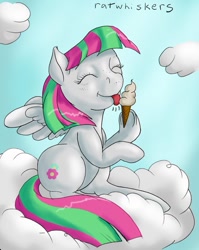 Size: 850x1067 | Tagged: safe, artist:ratwhiskers, derpibooru import, blossomforth, pony, ice cream, mane