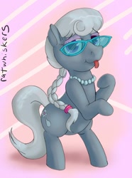 Size: 850x1144 | Tagged: safe, artist:ratwhiskers, derpibooru import, silver spoon, pony, female, glasses, solo, tongue out