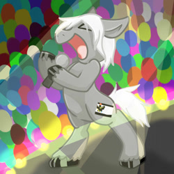 Size: 894x894 | Tagged: safe, artist:nekoise-the-akatsuki, derpibooru import, pony, bipedal, crossover, hetalia, microphone, ponified, prussia, singing, standing