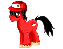 Size: 900x703 | Tagged: safe, artist:sirgalahadbw, derpibooru import, earth pony, pony, hat, male, pokémon, ponified, red (pokémon), simple background, solo, stallion, transparent background