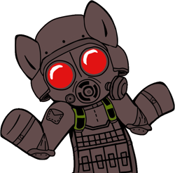 Size: 687x675 | Tagged: safe, derpibooru import, hunk, looking at you, mask, ponified, resident evil, shrug, shrugpony