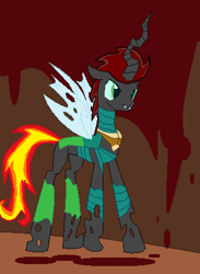 Size: 304x416 | Tagged: safe, artist:flare-the-pegasus, derpibooru import, oc, oc only, changelingified